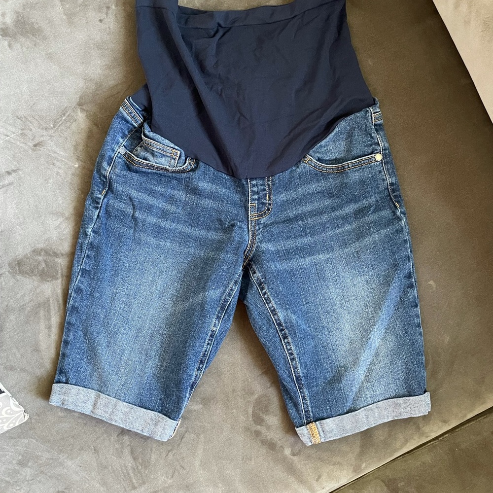 Indigo blue maternity shorts